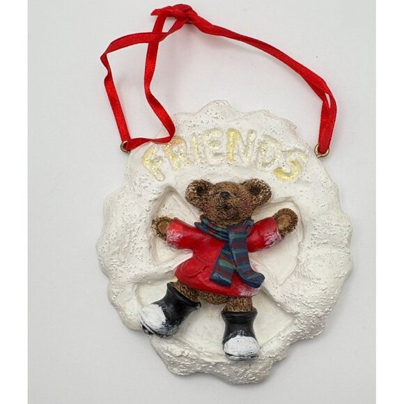 Kurt S Adler Holly Bearies Friends Christmas Tree Ornament Snow Angel Vintage - Picture 6 of 6